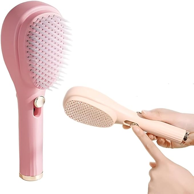 2-in-1 Self-Cleaning Hair Brush with Scalp Massager – Anti-Static Detangling Massage Comb for Women, Men & Kids - TruVexa