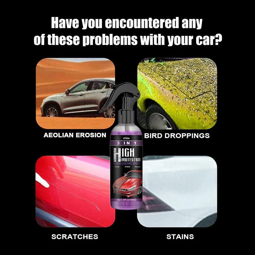 3-in-1 Quick Car Ceramic Coating Spray (Pack of 3) - TruVexa
