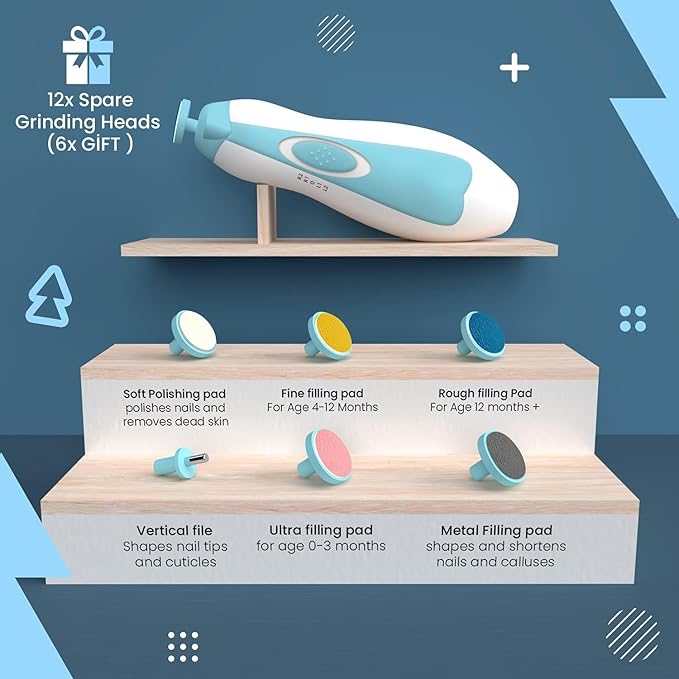 Baby Electric Nail Cutter New Born 0-6 Months with LED Light | Infant Nail File - TruVexa