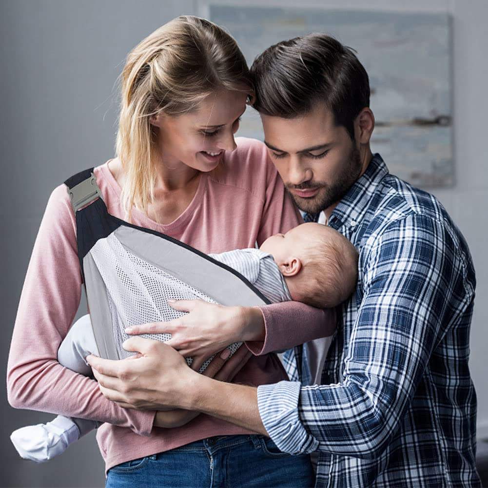 Baby Sling Carrier Adjustable Baby Holder Carrier Baby Half Wrapped Sling Hip Carrier Breathable Cotton Mesh Fabric for Newborn - TruVexa