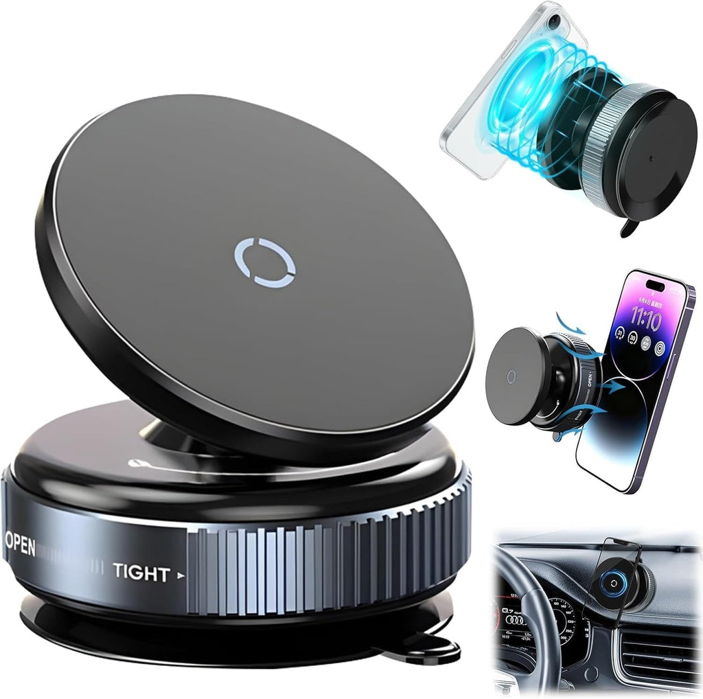 Car Dashboard Phone Holder 360° Vacuum Magnetic Phone Stand - TruVexa