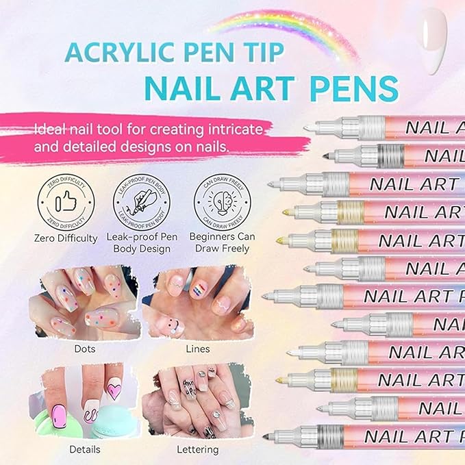 Nail Art Pens Set 12 Colors - TruVexa