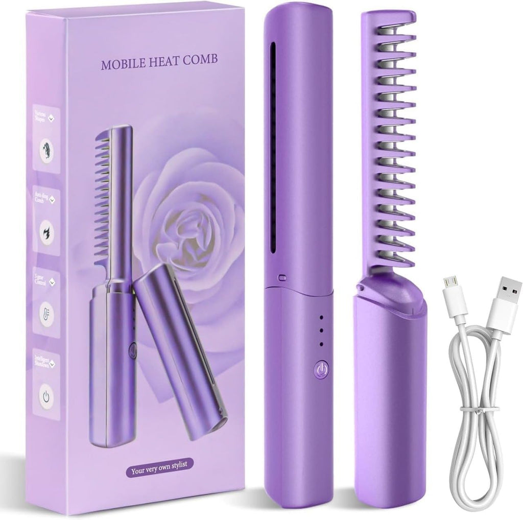 Rechargeable Hot Comb Hair Straightener - TruVexa