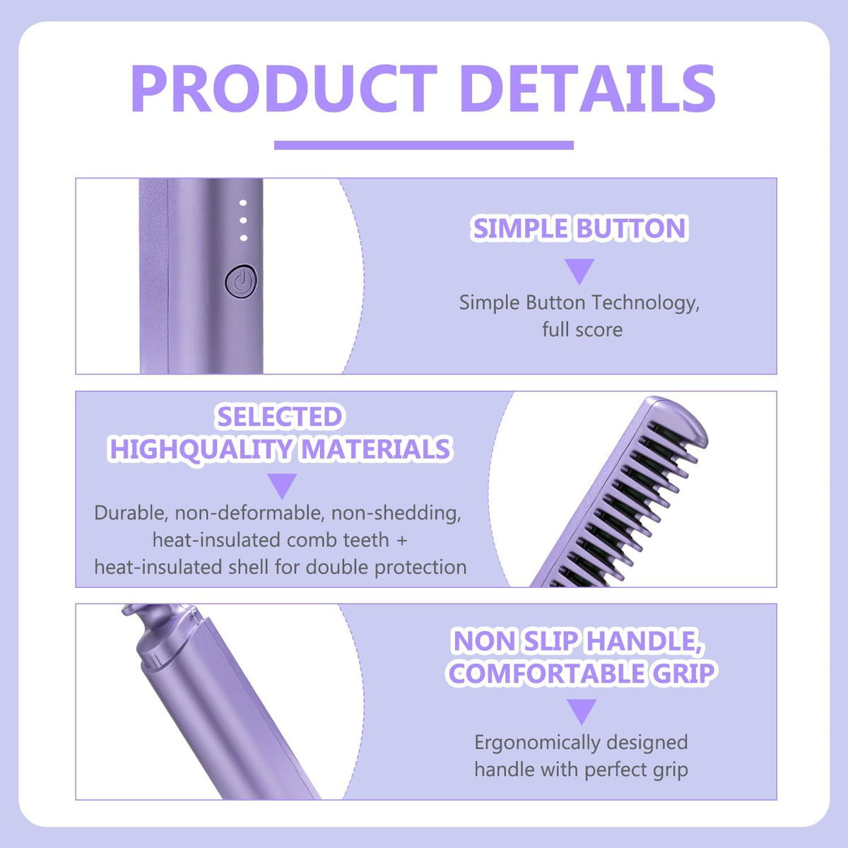 Rechargeable Hot Comb Hair Straightener - TruVexa