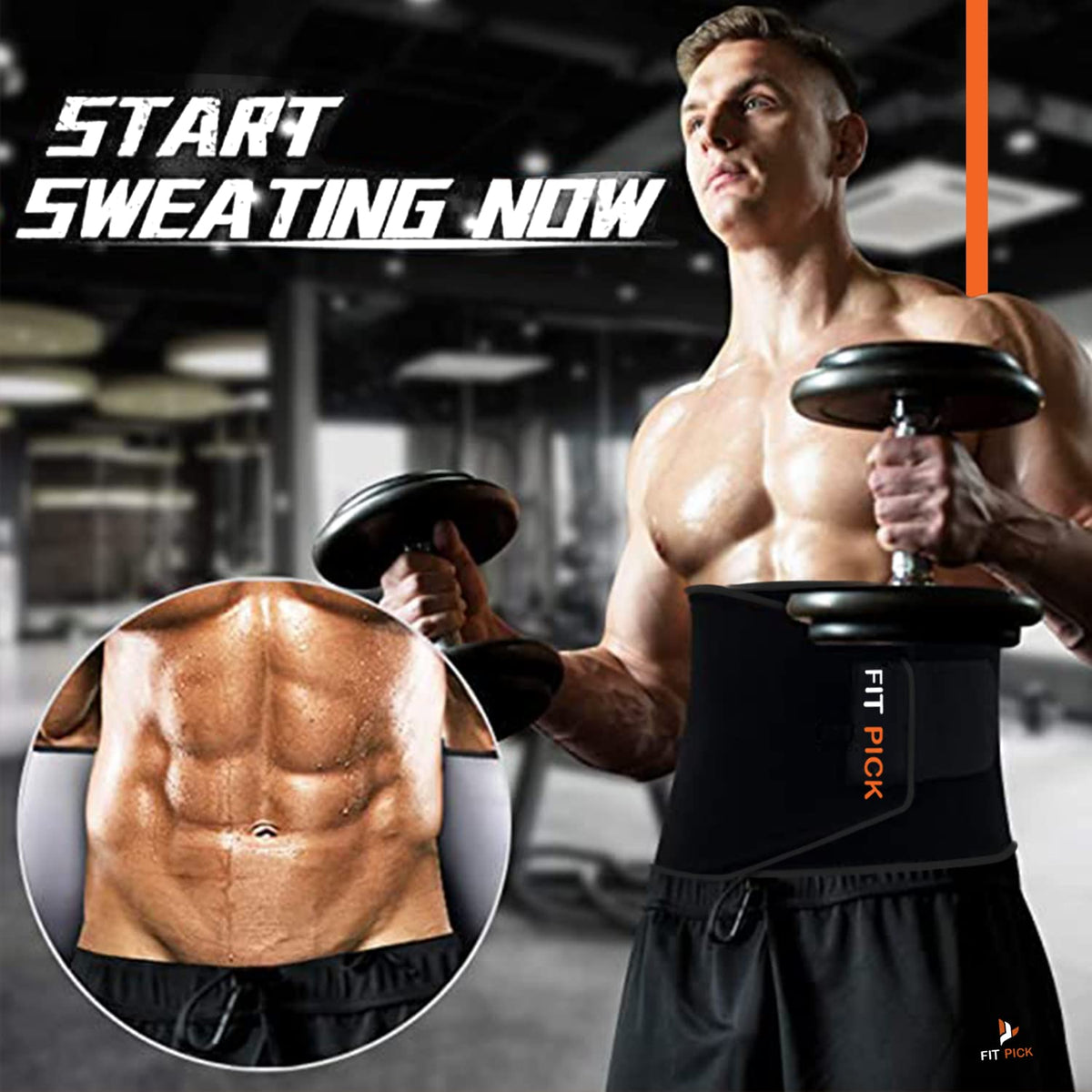Sweat Belt, Abdominal Belt for Men and Women Non-Tearable, Sauna Belt Waist Trainer - TruVexa